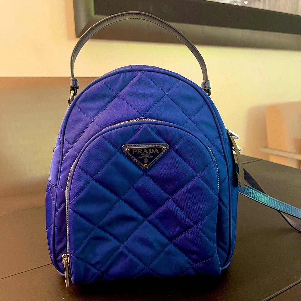 Authentic Prada Re-Nylon Royal Blue Chic Backpack New with Tags!! - Picture 3 of 9
